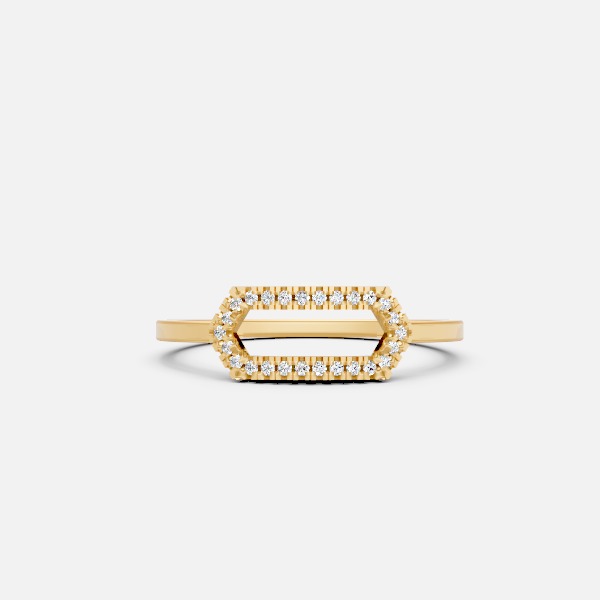 Stylish Open Hexagon Shape Diamond Ring